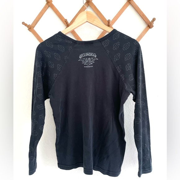 *sold* Vintage Harley Davidson Black long Sleeve Jersey with Silver Sparkle - Picture 6 of 7